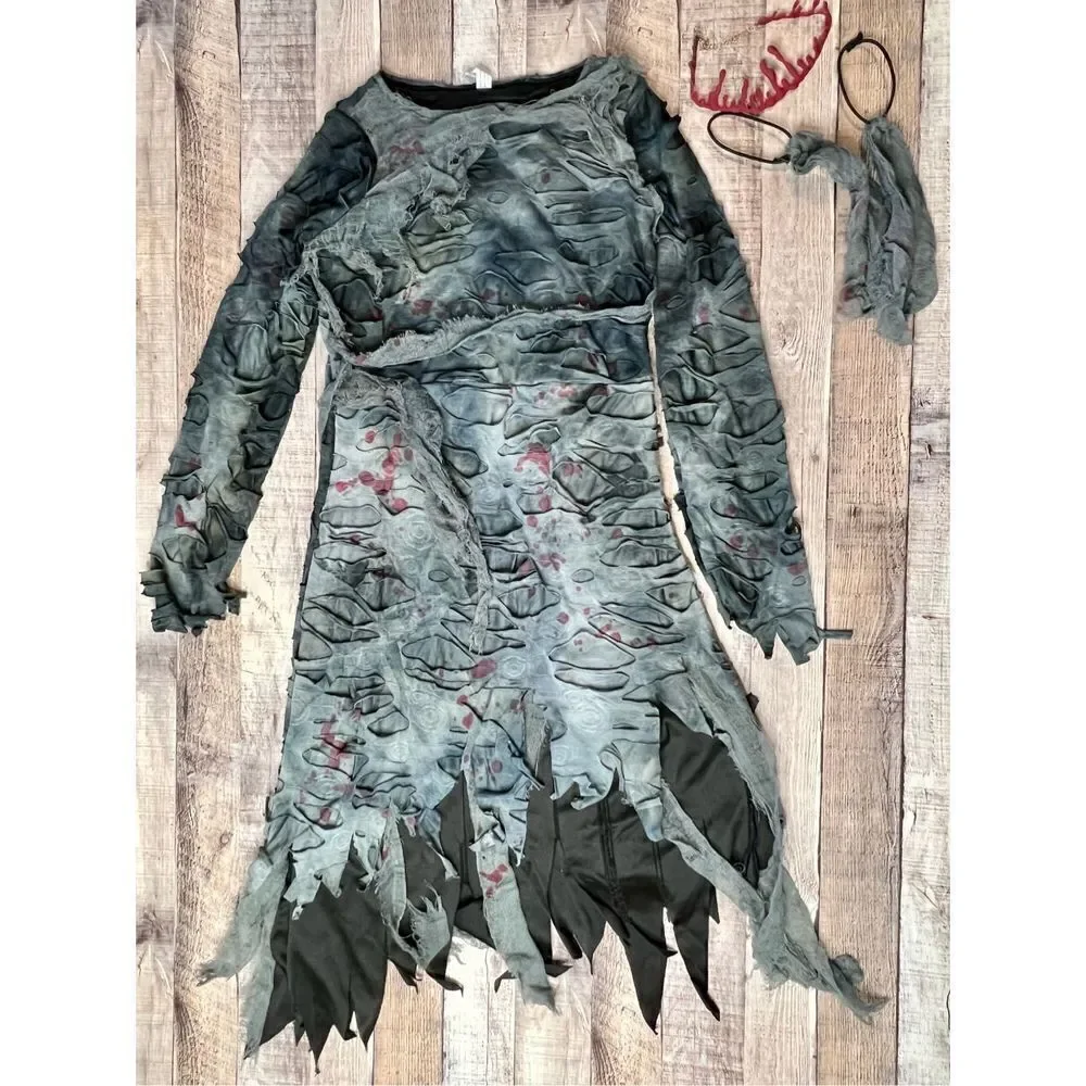 New Girls Undead Walker Zombie Halloween Costume Child‎ Large (12-14)